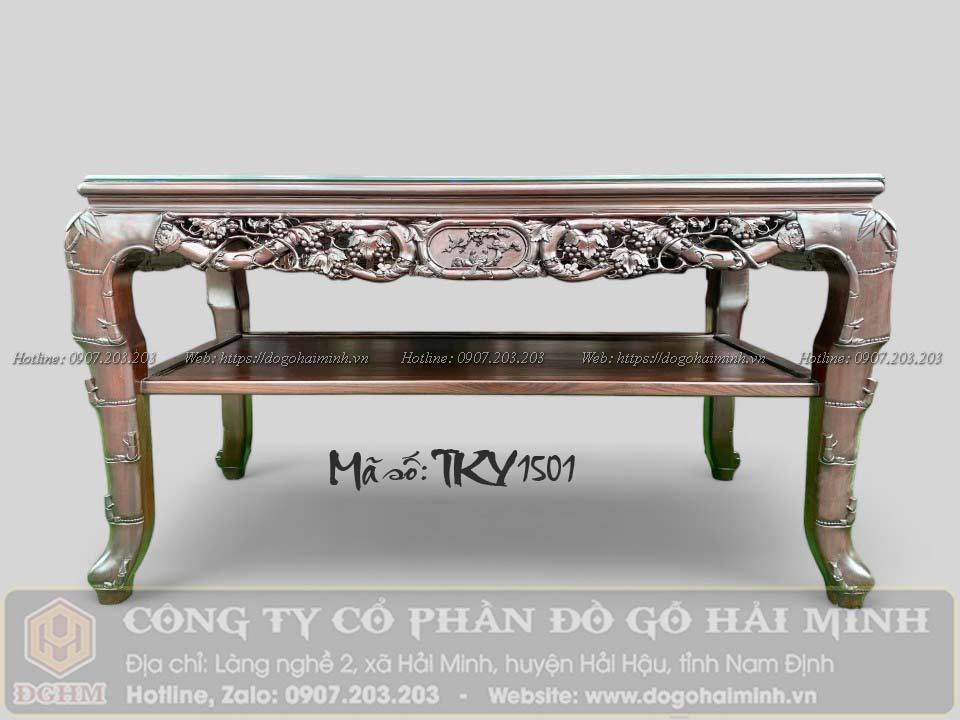 bàn ghế trường kỷ đục trúc nho