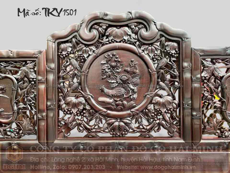 mẫu ghế trường kỷ đục trúc nho