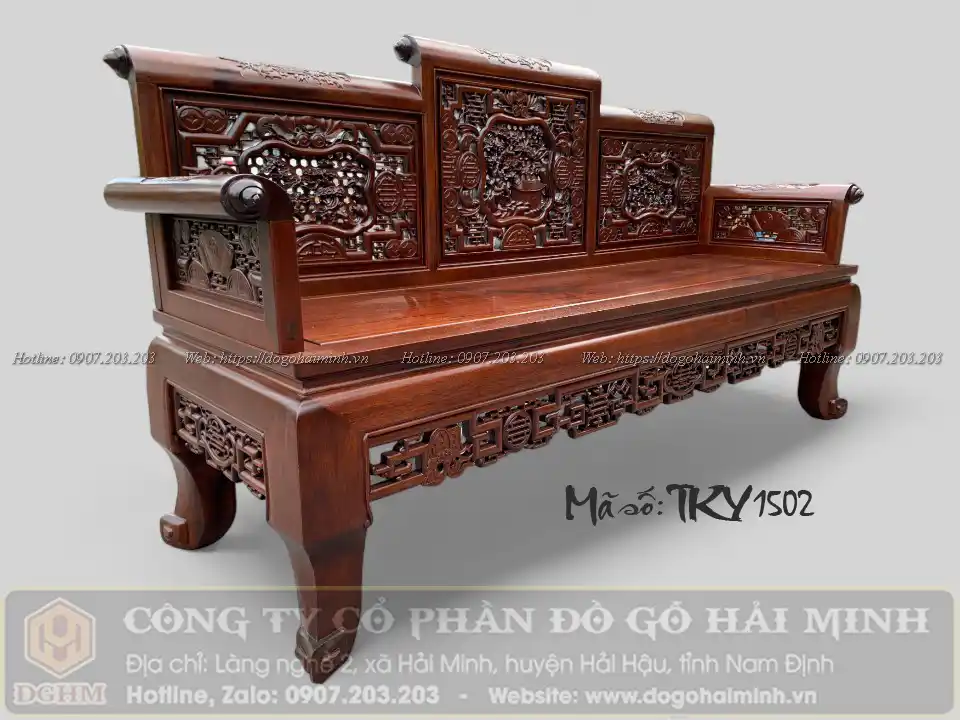 ghế trường kỷ tam sơn đục tích