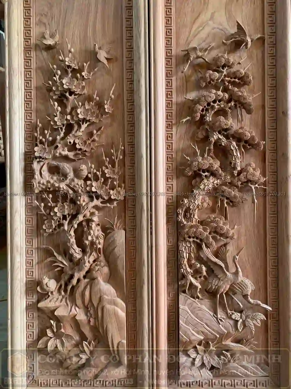 tranh đục tứ quý đẹp gỗ hương đá