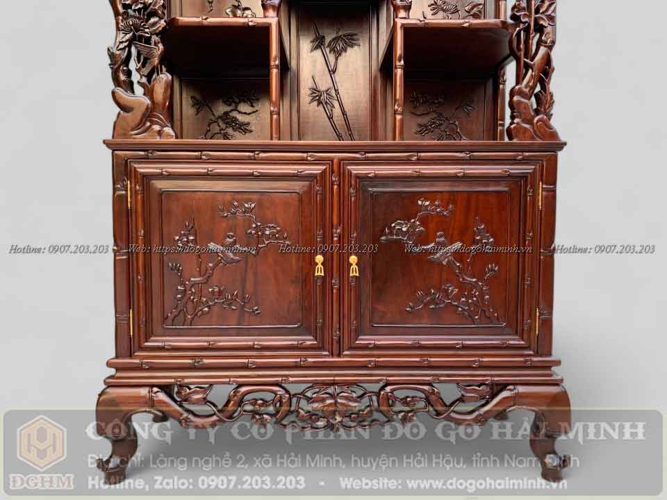 tủ trúc mướp bày đồ gỗ gụ 