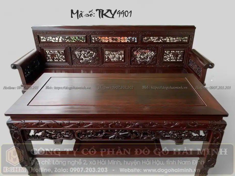 trường kỷ huế 3 món gỗ gụ