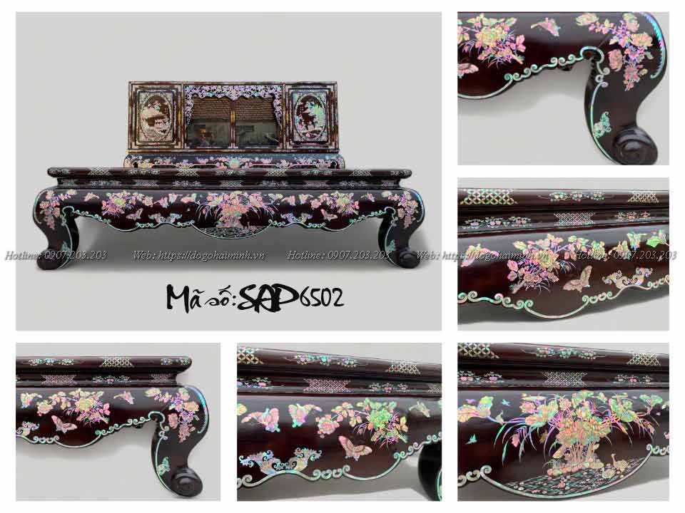 sập khảm ốc tích sne vịt gỗ gụ