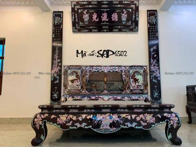 sập khảm sen vịt tứ diện gỗ gụ