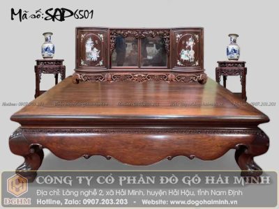 sập chân quỳ trơn vén lối cổ gỗ gụ