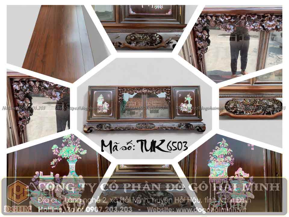 Tủ chè cánh phẳng gỗ gụ ta khảm đông bích đẹp