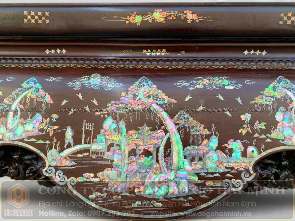 sập khảm tích tứ dân