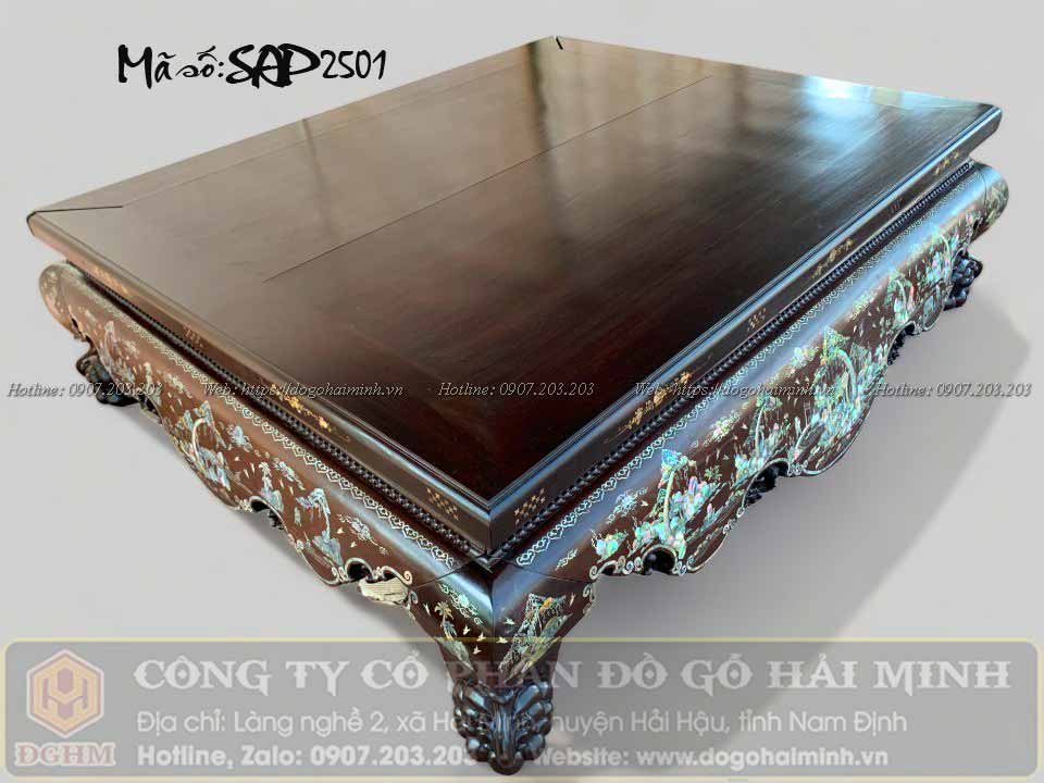 sập gỗ khảm liên chi tích tứ dân