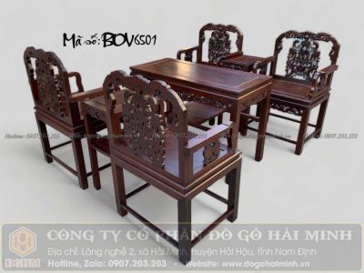bộ bàn ghế vách gỗ gụ