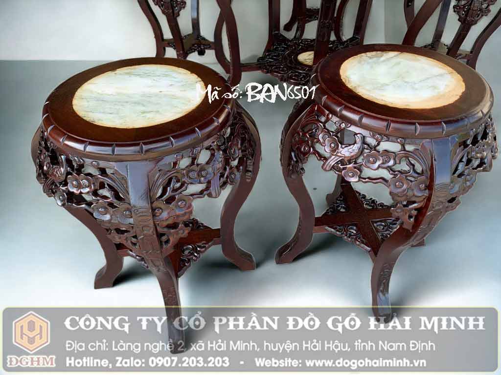 ghế đôn trống đục hoa mai gỗ gụ