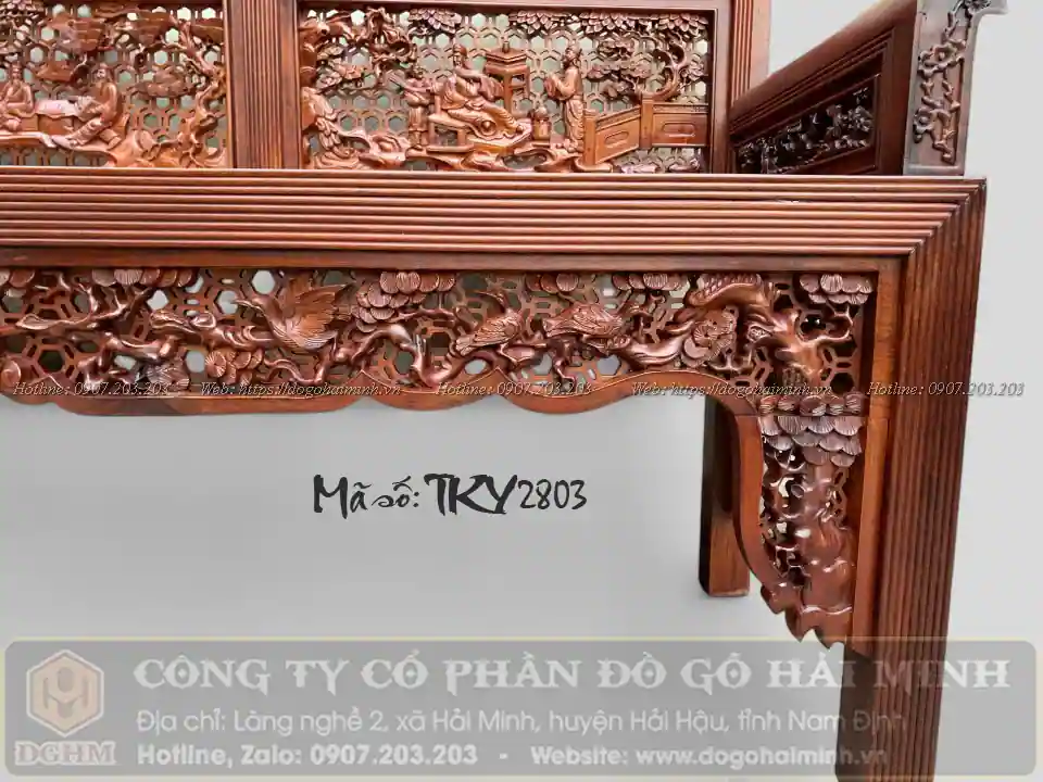 ghế trường kỷ chỉ mây đục tích tam quốc