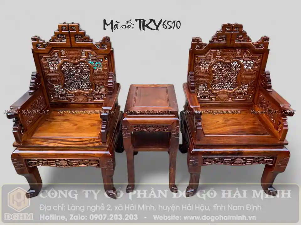 ghế trường kỷ ngũ sư vờn cầu gỗ gụ ta