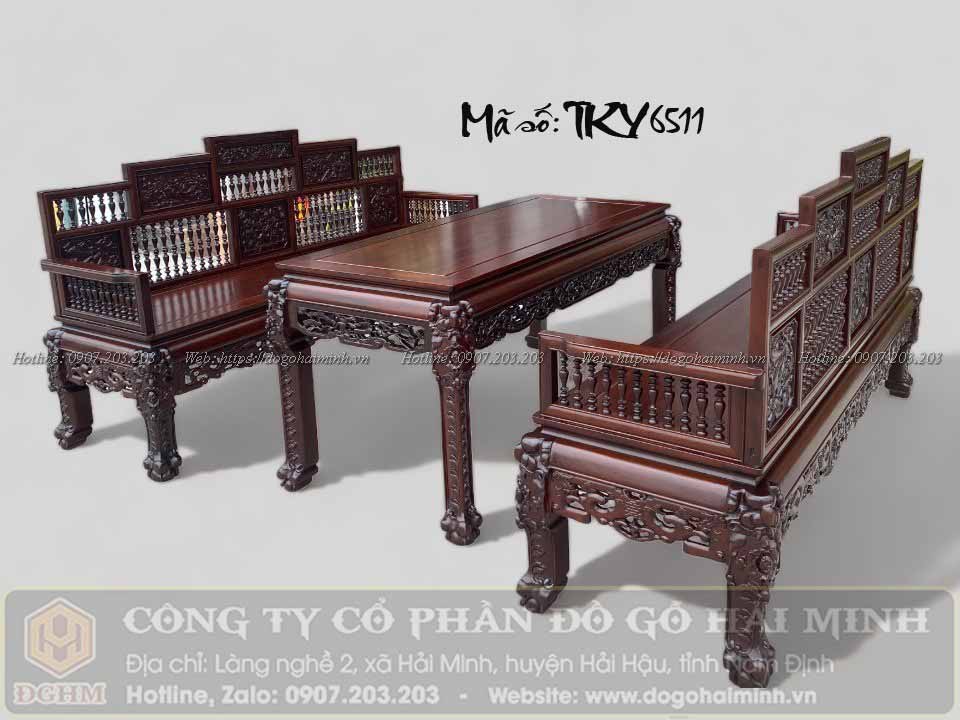 trường kỷ ngũ sơn song tiện gỗ gụ