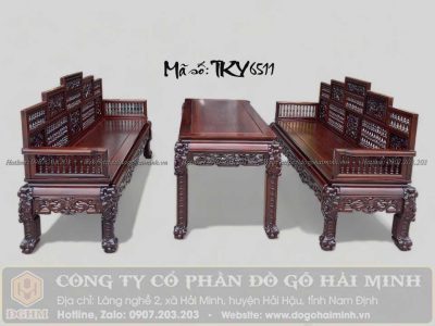trường kỷ song tiện ngũ sơn gỗ gụ