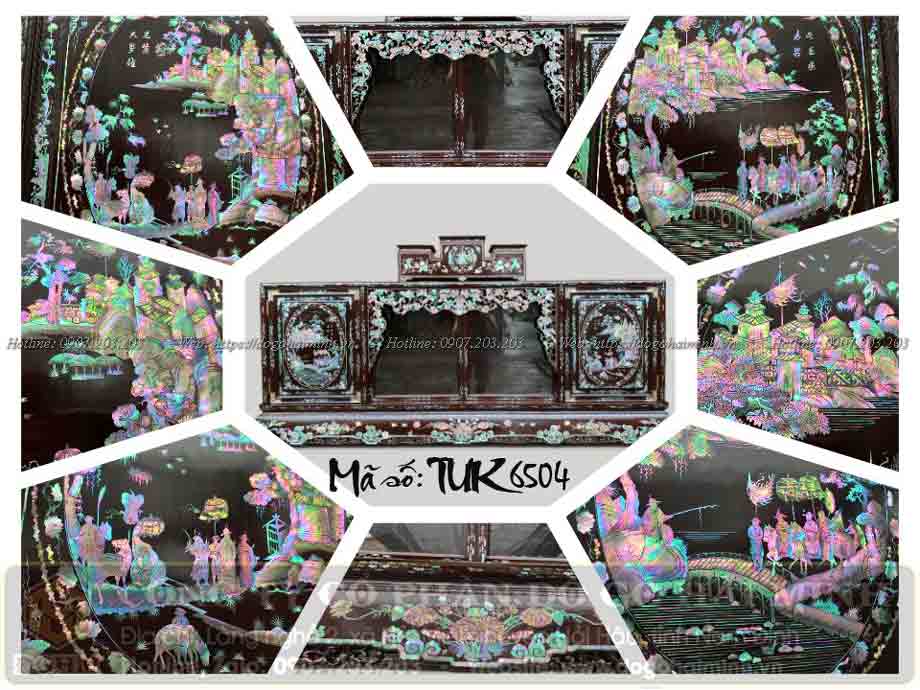 tủ chè khảm liên chi gỗ gụ giá rẻ