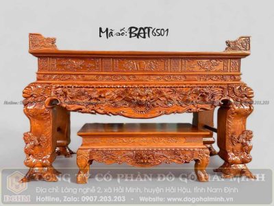 sập thờ tứ linh gỗ gõ đỏ 2m17