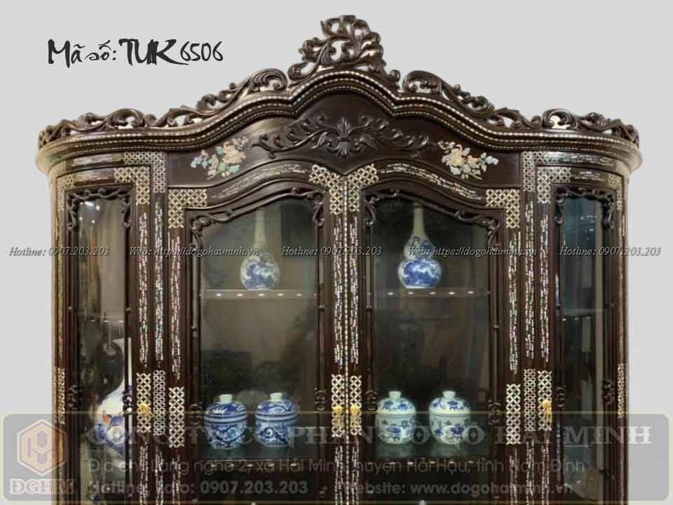 tủ bày đồ louis dáng bầu khảm ốc