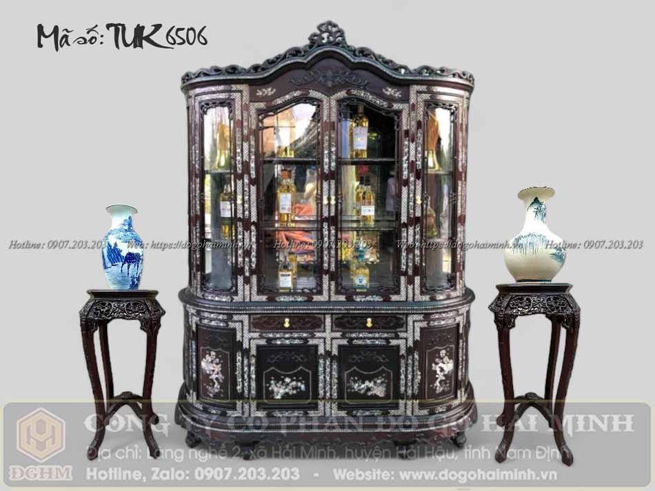 tủ rượu bầu louis khảm ốc gỗ gụ