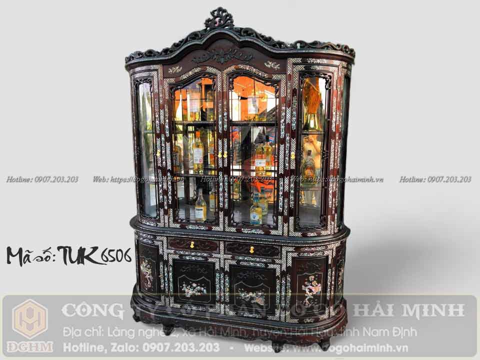 tủ rượu louis khảm ốc