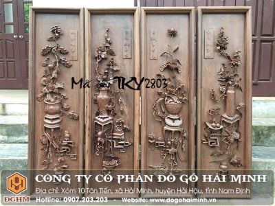 Tranh tứ bình gỗ gụ TRA2803