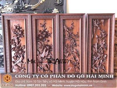Tranh tứ quý gỗ gụ TRA6507