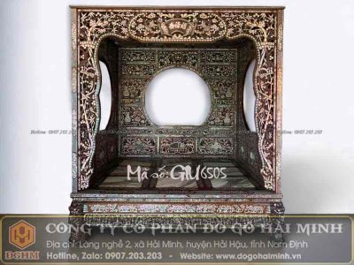 giường long sàng khảm ốc đỏ đẹp