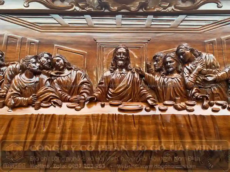 tranh bữa ăn tối cuối cùng gỗ tự nhiên