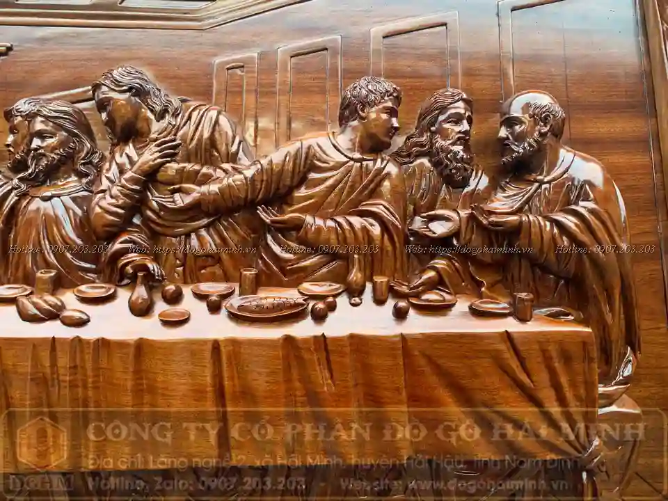 tranh gỗ bữa ăn tối cuối cùng của giesu và 12 tông đồ