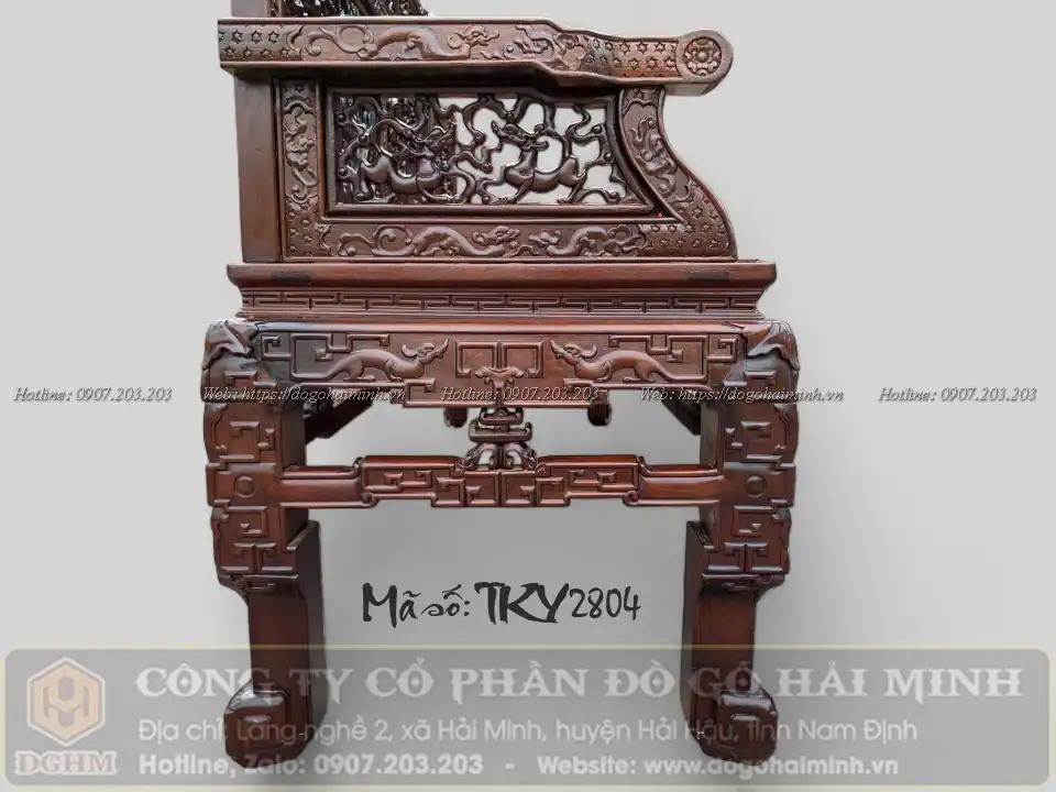 bàn ghế trường kỷ mẫu huế đục rồng hoá