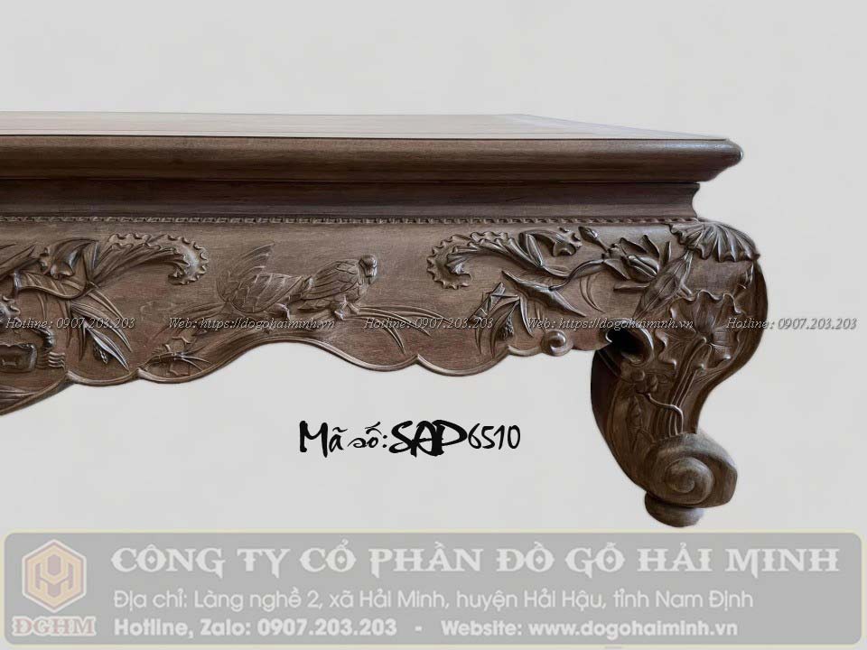 sập chân quỳ đục sen vịt mẫu cổ