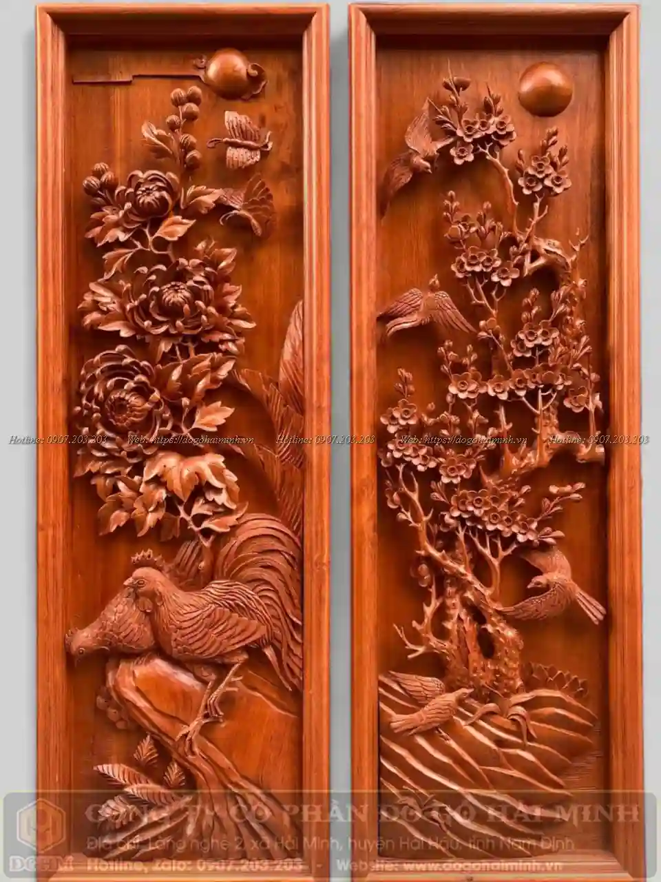 tranh tứ quý đục cúc mai