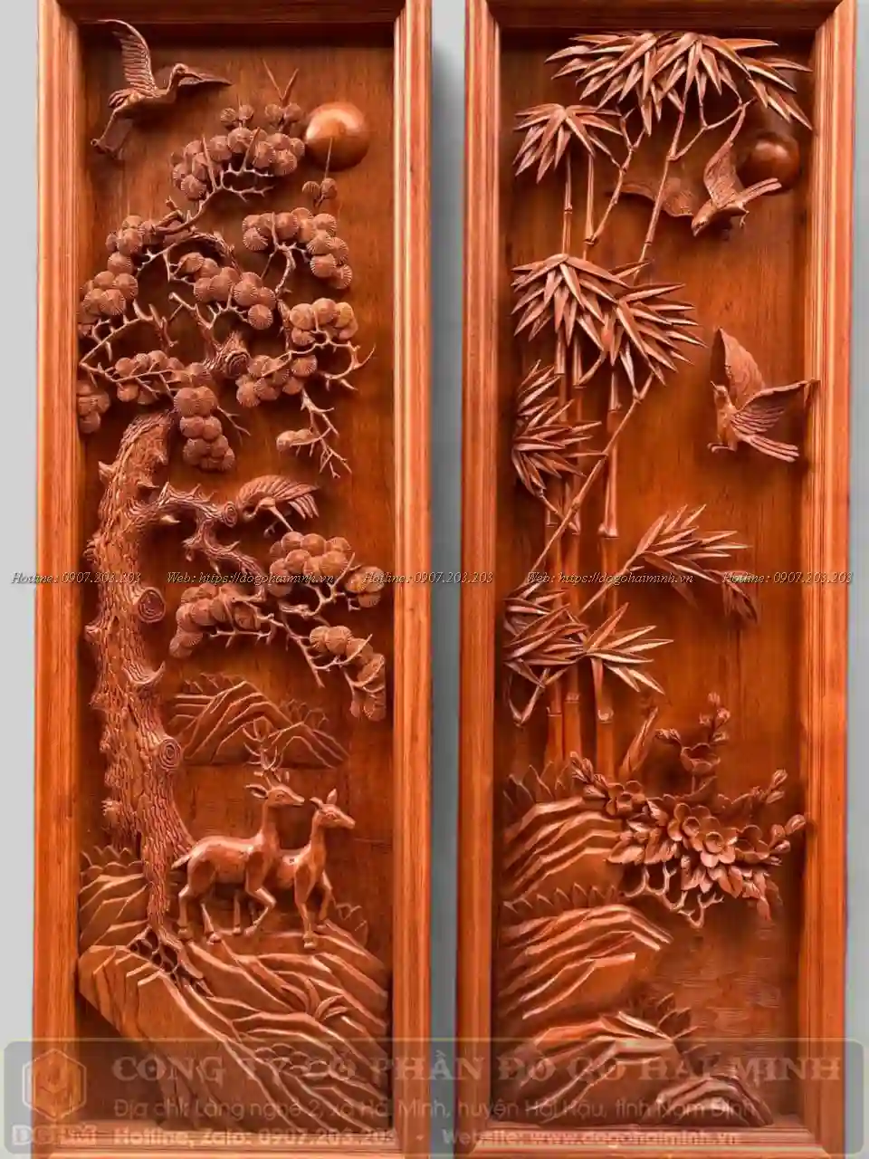 tranh tứ quý đục tùng trúc