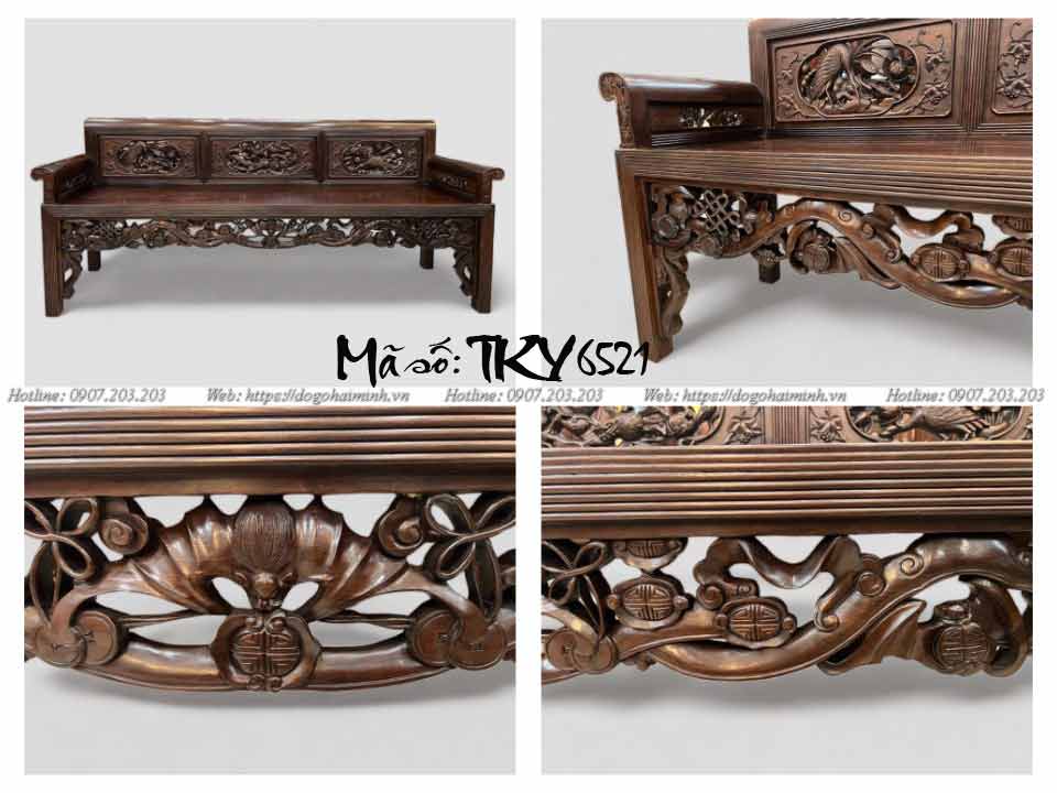 ghế trường kỷ đục sen vịt đại