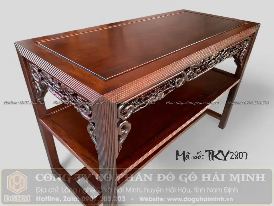 bàn ghế trường kỷ sen vịt tứ quý vai cuốn xoắn ốc