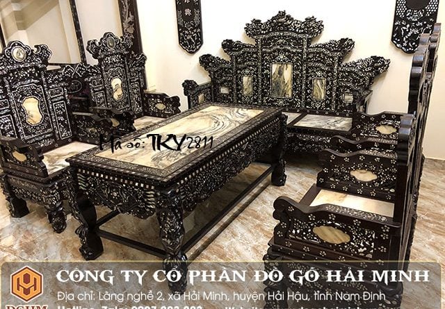 bộ ghế trường kỷ đỉnh nghê đại khảm ốc đẹp