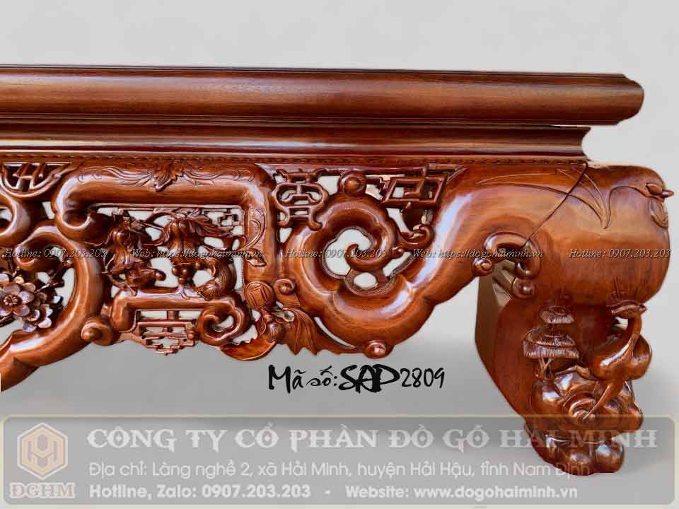 sập ngũ phúc chân hươu gỗ gụ 1m6x2m