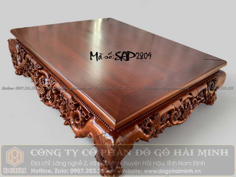 sập gỗ đục ngũ phúc 1m6x2m