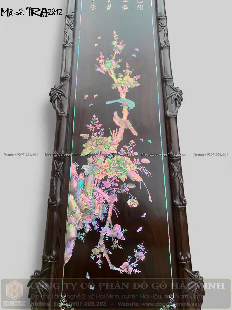 tranh khảm tứ quý ốc đỏ đẹp