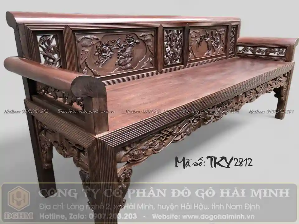 trường kỷ đục cúc kê gỗ gụ