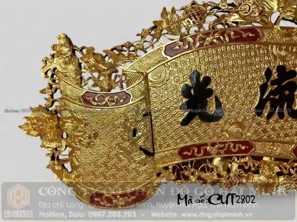 cuốn thư đục dơi ngũ phúc thếp vàng