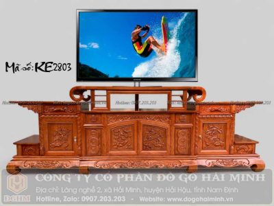 Kệ tivi kiểu minh vòm gỗ hương đá