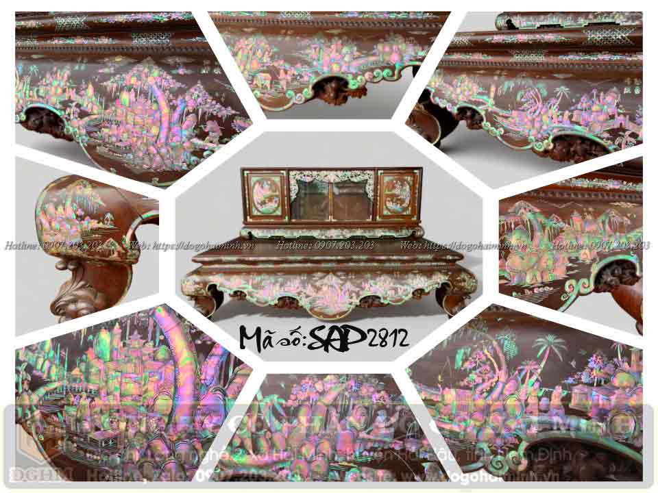 sập cẩn tích tứ dân ốc đỏ rực gỗ gụ