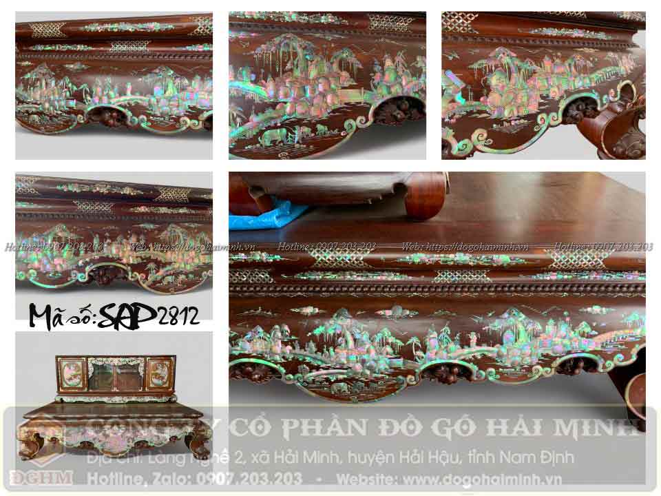 sập chân quỳ cẩn tích tứ dân gỗ gụ