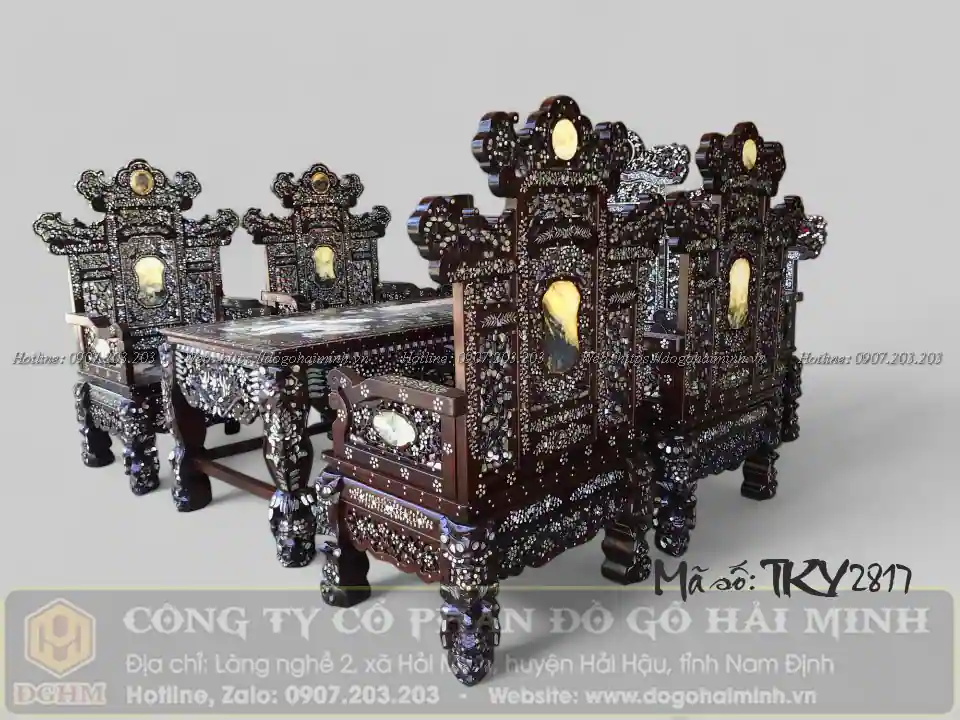 bàn ghế trường kỷ đại sơn cẩn ốc