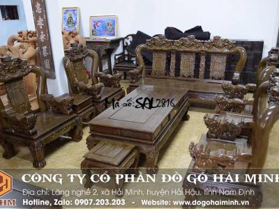 bộ bàn ghế nghê đỉnh gỗ mun