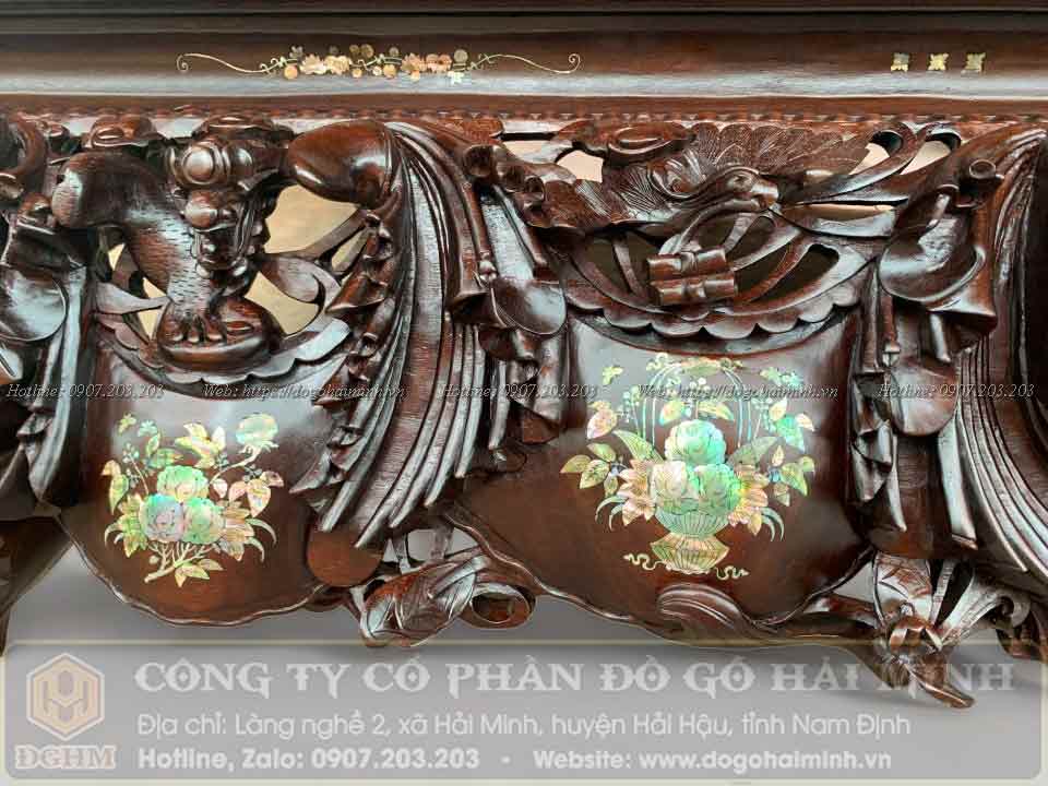 sập gỗ đục tam sư vờn cầu