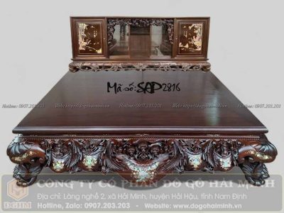 sập gỗ đục sư tử vờn cầu