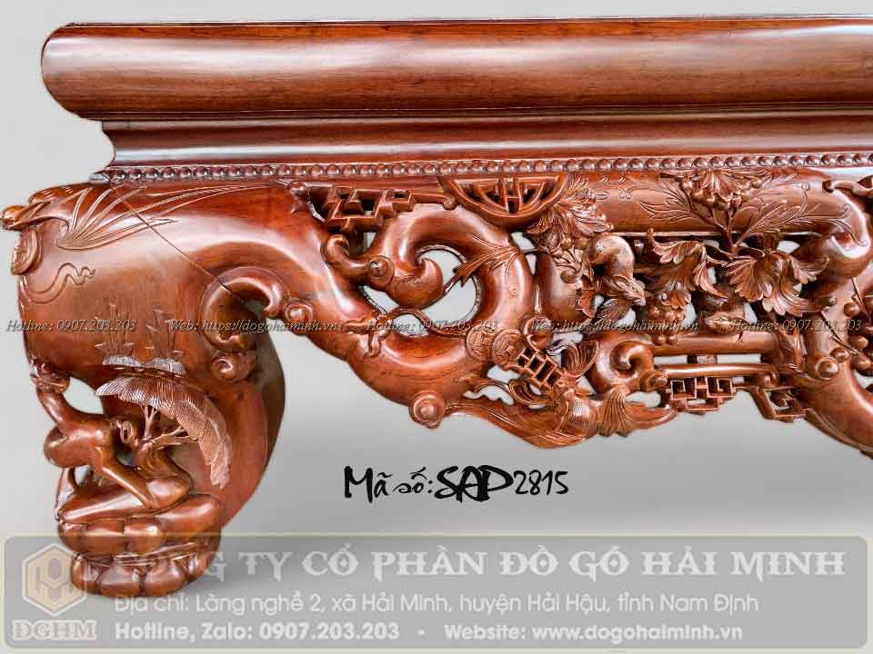 sập gụ đục nho sóc đẹp chân hươu