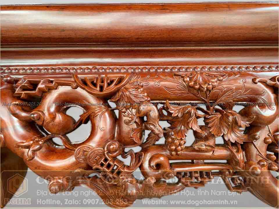 sập ngũ phúc đục nho sóc gỗ gụ