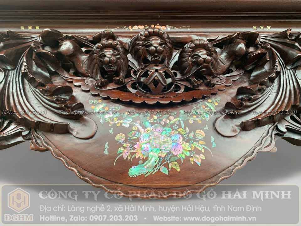 sập tam sư vờn cầu gỗ gụ khả ốc